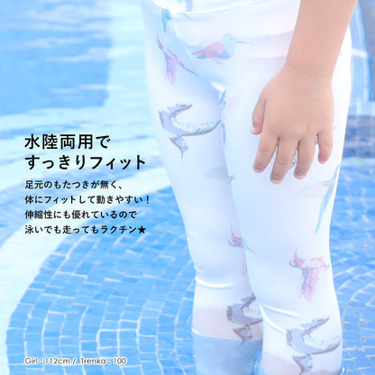 Directly from Japan, these two-piece water and land leggings (covered legs) are cool to the touch, UV-resistant (98%), UPF50+, chlorine-resistant, quick-drying, and lightweight. 80-150cm. Summer swimsuits for boys and girls. 