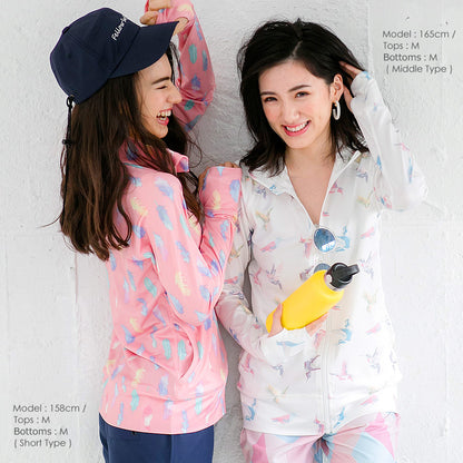 Directly from Japan, this stand-up collared jacket is both cool and comfortable to wear on land and water. It's UV-resistant (98%), UPF50+, chlorine-resistant, quick-drying, and lightweight. S-3L Adult Summer Swimsuit Special! 