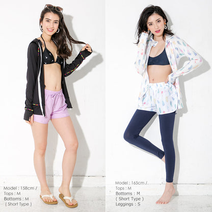 Direct from Japan, this lightweight hooded jacket is both cool and comfortable for both land and water use. It's UV-resistant (98%), UPF50+, chlorine-resistant, quick-drying, and lightweight (S-3L). Adult summer swimsuit special. 