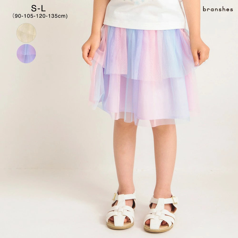 日本童裝 Branshes 雙層薄紗短裙 90-135cm 女童款 夏季 SKIRTS