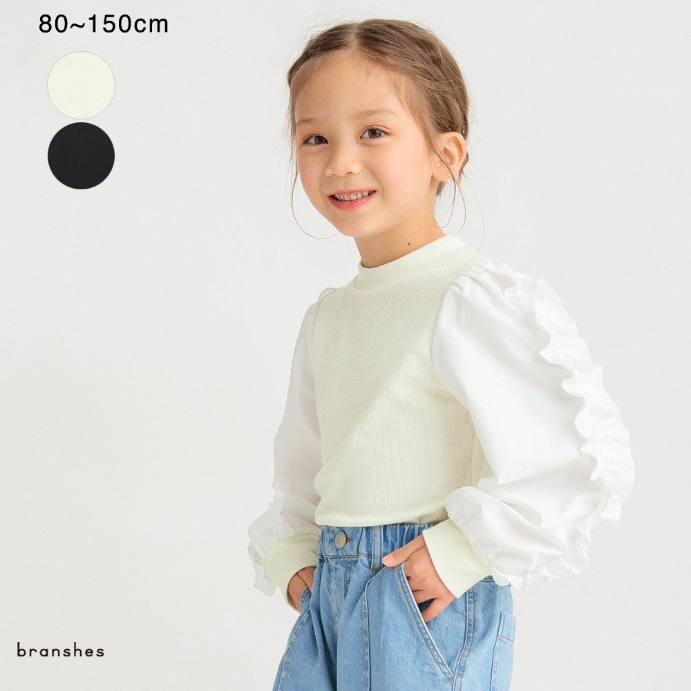 日本童裝 Branshes 皺皺袖上衣 80-150cm 女童款 春季 TOPS