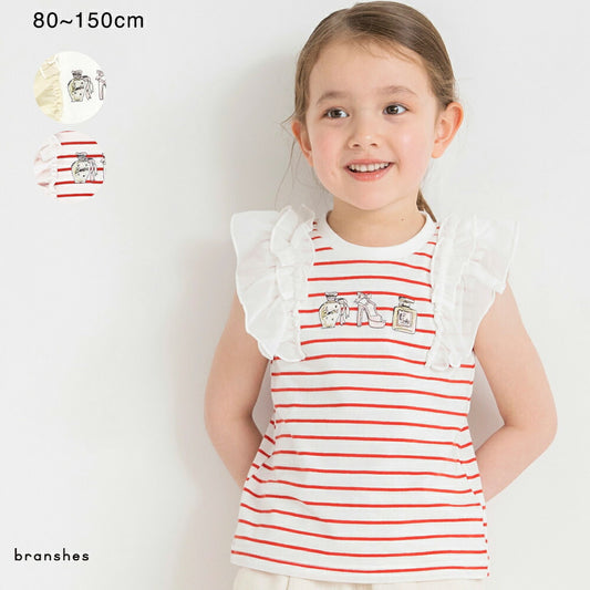 Japanese children's clothing Branches chiffon sleeve vest 80-150cm girls summer TOPS 