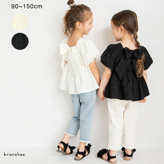 Japanese children's clothing Branches scallop silk layered waist top 90-150cm girls summer TOPS 