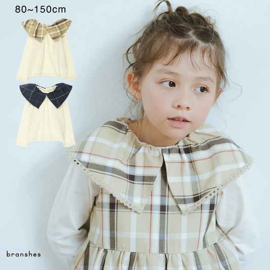 日本童裝 Branshes 格紋領上衣 80-150cm 女童款 秋季 TOPS