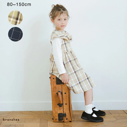 日本童裝 Branshes 格紋背心連身裙 80-150cm 女童款 秋季 DRESSES