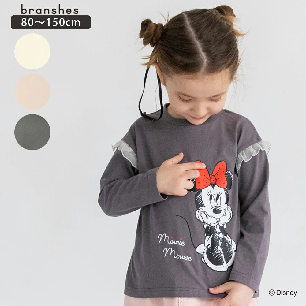 日本童裝 Branshes x Disney 印花長袖上衣 80-150cm 女童款 秋季 TOPS