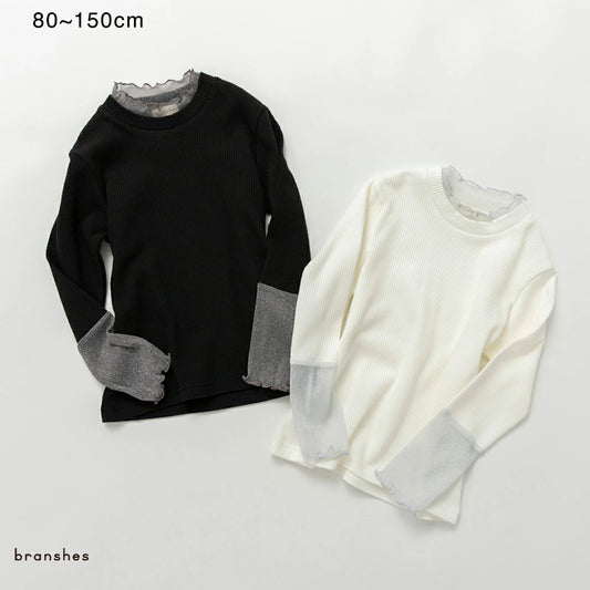 日本童裝 Branshes 薄紗拼接上衣 80-150cm 女童款 春季 TOPS