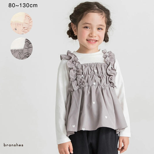 日本童裝 Branshes 心形刺繡假兩件上衣 80-130cm 女童款 春季 TOPS