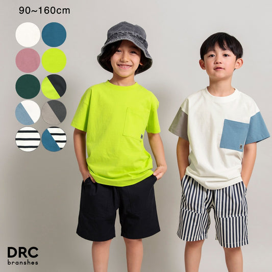 Japanese children's clothing Branches pocket short-sleeved T-shirt 90-160cm boys' spring and summer TOPS 