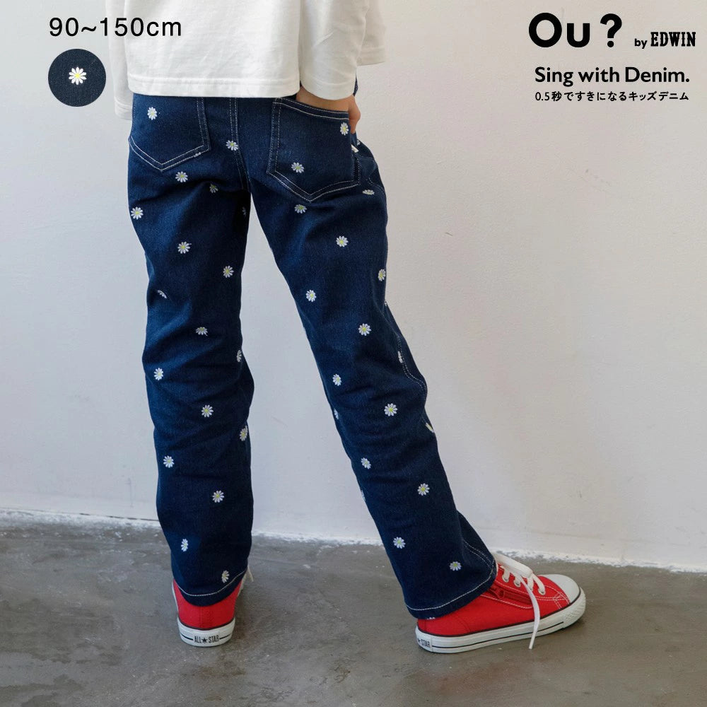 日本童裝 Branshes 【Ou? by EDWIN】花刺繡牛仔褲 90-150cm 女童款 秋季 PANTS