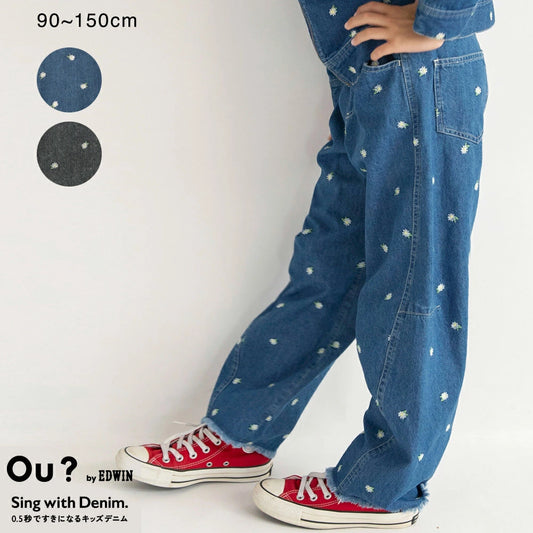 日本童裝 Branshes x Ou? by EDWIN 花卉刺繡牛仔褲 90-150cm 女童款 秋季 PANTS