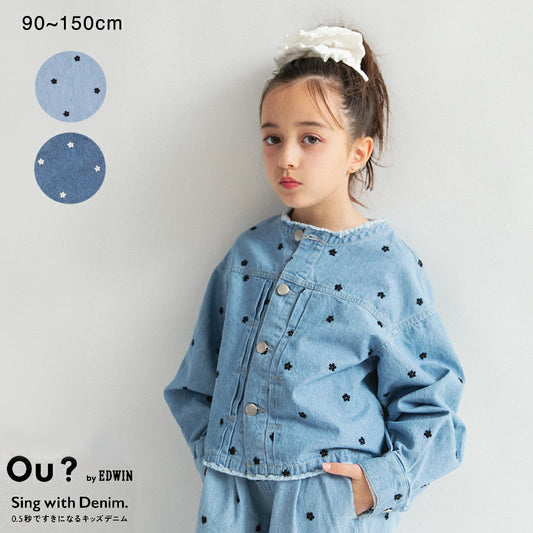 日本童裝 Branshes【Ou? by EDWIN】繡花牛仔外套 90-150cm 女童款 春季 OUTERWEAR