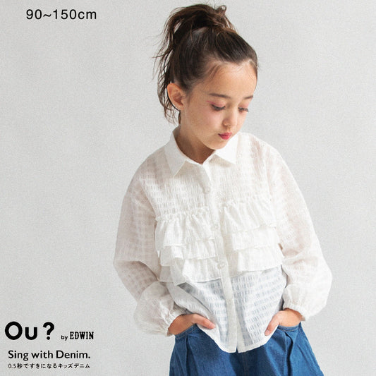 日本童裝 Branshes【Ou? by EDWIN】荷葉邊襯衫 90-150cm 女童款 春季 TOPS