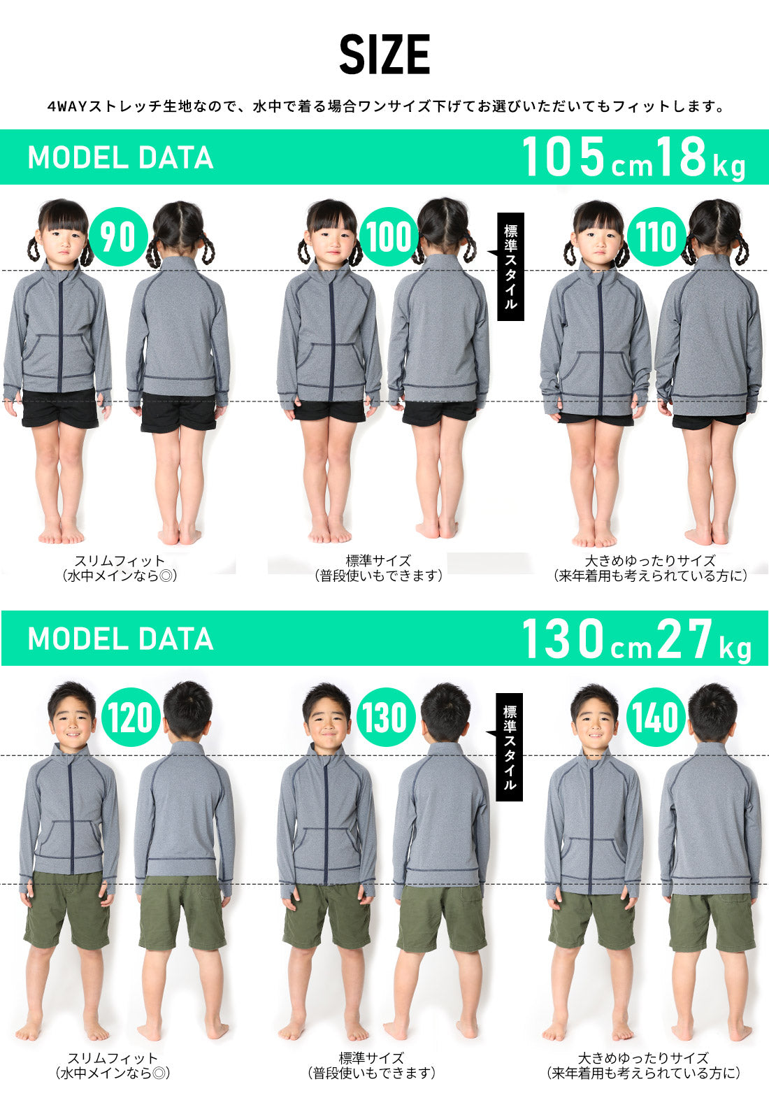 Directly from Japan, this long-sleeved, stand-up collar jacket is cool to the touch, offers 98% UV protection, UPF50+, and chlorine-resistant, quick-drying, and lightweight, 80-150cm. Summer swimsuits for boys and girls. 
