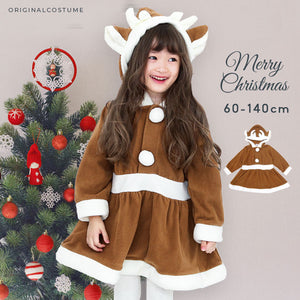 日本直送 聖誕麋鹿連身裙 60-140cm 小童款 女童款 Christmas 聖誕服裝/飾物配件 聖誕快樂特輯