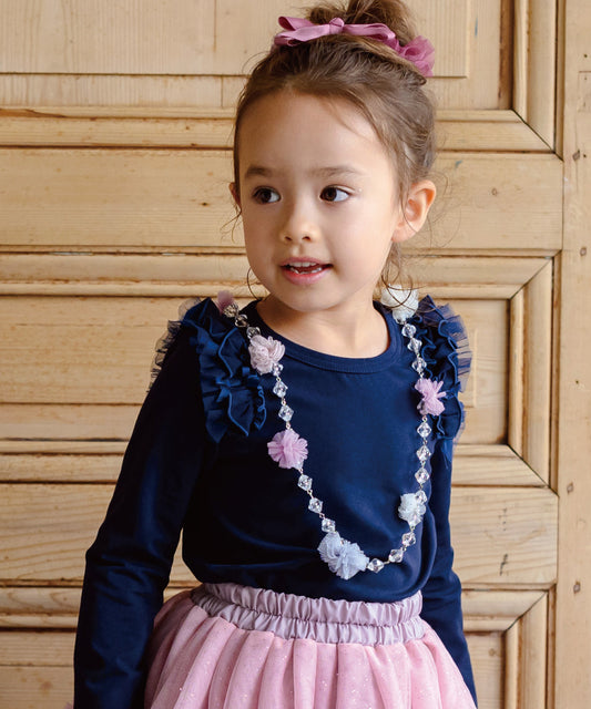 Japanese children's clothing panpantutu ruffle shoulder top 80-150cm girls summer TOPS 