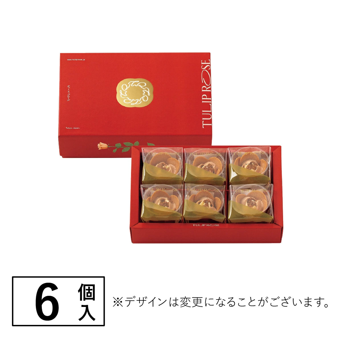 日本直送 TOKYO TULIP ROSE 新年版包裝 鬱金香玫瑰曲奇 蘋果味 6個入 新年行運發財特輯 Happy New Year 馬年 限定手信