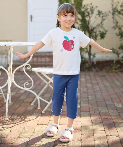 Japanese children's clothing aF#a325 sequined short-sleeved top 100-150cm girls summer TOPS 