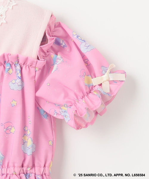 日本童裝 aF#a325 Little Twin Stars 露肩拼接連身裙 100-140cm 女童款 夏季 DRESSES