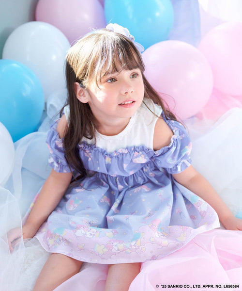 日本童裝 aF#a325 Little Twin Stars 露肩拼接連身裙 100-140cm 女童款 夏季 DRESSES