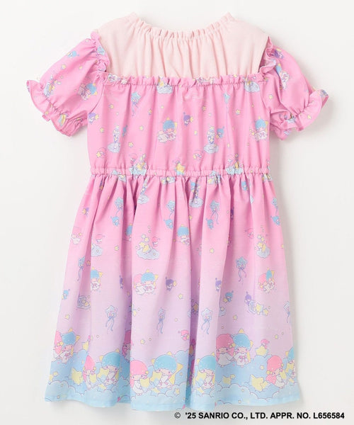 日本童裝 aF#a325 Little Twin Stars 露肩拼接連身裙 100-140cm 女童款 夏季 DRESSES