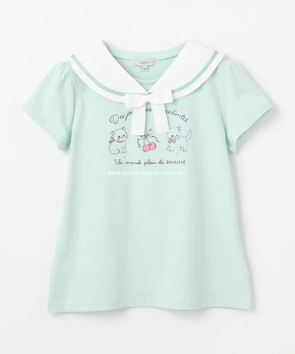 Japanese children's clothing aF#a325 sailor collar top 110-160cm girls summer TOPS 