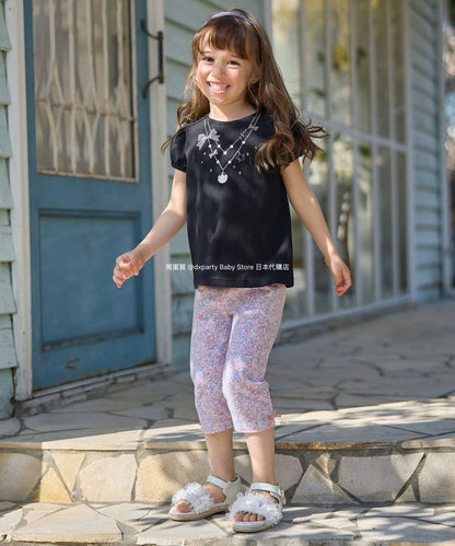 Japanese children's clothing aF#a325 printed short-sleeved top 90-160cm girls summer TOPS 