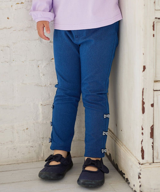 Japanese children's clothing aF#a325 bow skinny jeans 100-140cm girls summer PANTS 