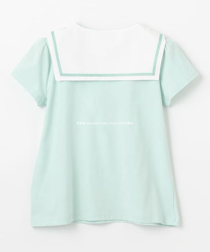 Japanese children's clothing aF#a325 sailor collar top 110-160cm girls summer TOPS 