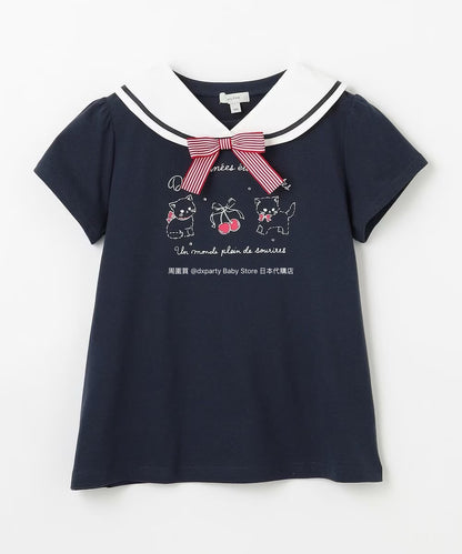 Japanese children's clothing aF#a325 sailor collar top 110-160cm girls summer TOPS 