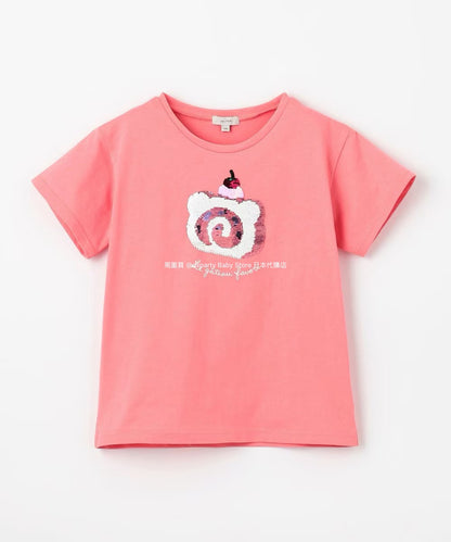 Japanese children's clothing aF#a325 sequined short-sleeved top 100-150cm girls summer TOPS 