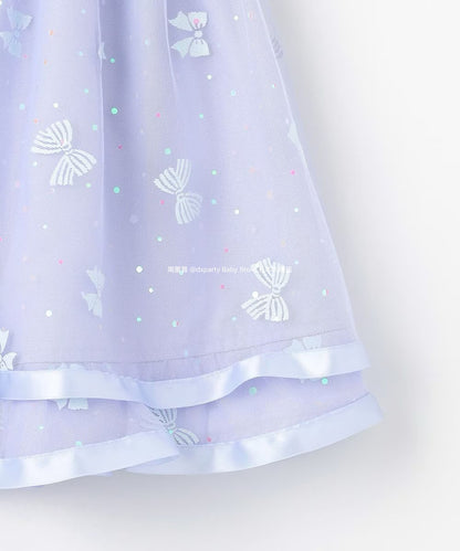 Japanese children's clothing aF#a325 bow tulle short skirt 110-150cm girls summer dresses 