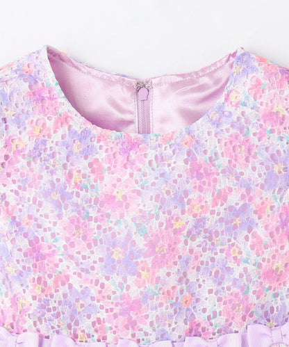 Japanese children's clothing aF#a325 printed lace dress 110-130cm girls summer dresses for interviews/banquets/performances 