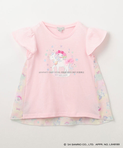 日本直送 aF#a325 sanrio 網紗拼接上衣 90-140cm 女童款 夏季 TOPS