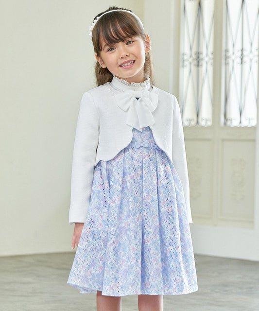 Japanese children's clothing aF#a325 printed lace dress 110-130cm girls summer dresses for interviews/banquets/performances 