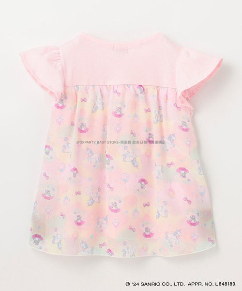 日本直送 aF#a325 sanrio 網紗拼接上衣 90-140cm 女童款 夏季 TOPS