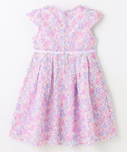 Japanese children's clothing aF#a325 printed lace dress 110-130cm girls summer dresses for interviews/banquets/performances 