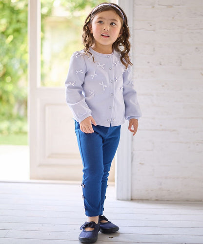 日本童裝 aF#a325 蝴蝶結緊身牛仔褲 100-140cm 女童款 夏季 PANTS