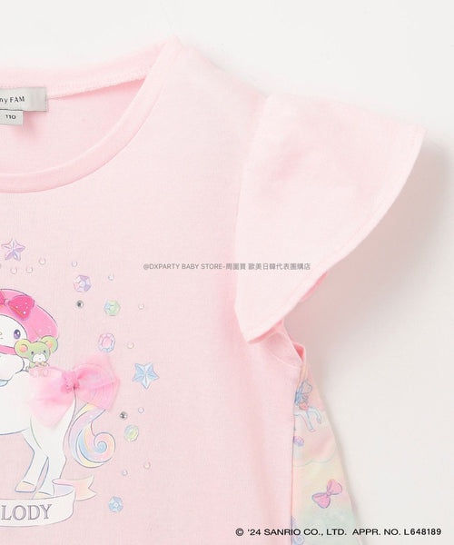 日本直送 aF#a325 sanrio 網紗拼接上衣 90-140cm 女童款 夏季 TOPS