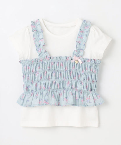 Japanese children's clothing aF#a325 floral two-piece suit 110-160cm girls summer TOPS 