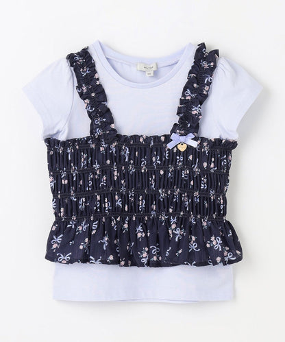 Japanese children's clothing aF#a325 floral two-piece suit 110-160cm girls summer TOPS 