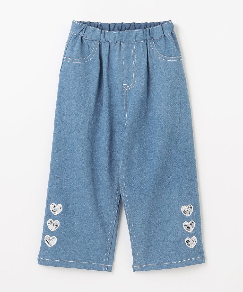 Japanese children's clothing aF#a325 Heart-shaped denim wide-leg pants 110-160cm girls' summer PANTS 