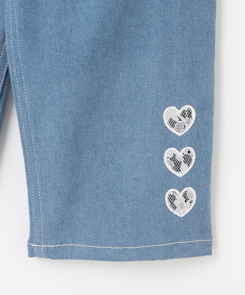 Japanese children's clothing aF#a325 Heart-shaped denim wide-leg pants 110-160cm girls' summer PANTS 