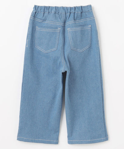 Japanese children's clothing aF#a325 Heart-shaped denim wide-leg pants 110-160cm girls' summer PANTS 
