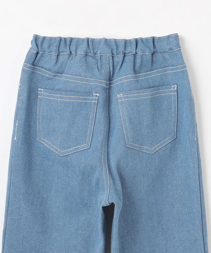 Japanese children's clothing aF#a325 Heart-shaped denim wide-leg pants 110-160cm girls' summer PANTS 