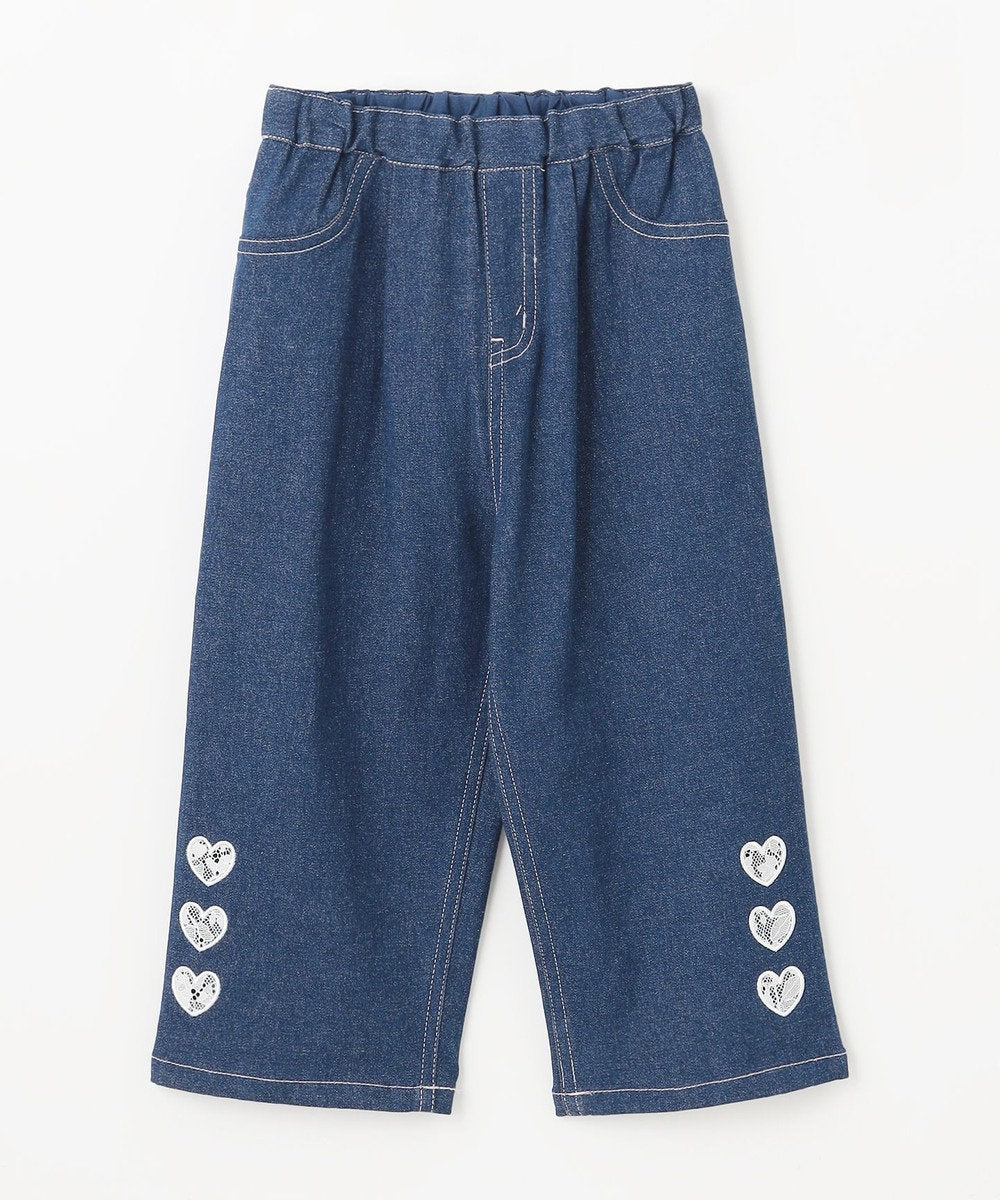 Japanese children's clothing aF#a325 Heart-shaped denim wide-leg pants 110-160cm girls' summer PANTS 