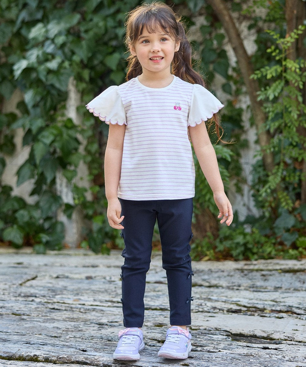 Japanese children's clothing aF#a325 lace sleeve top 100-150cm girls summer TOPS 