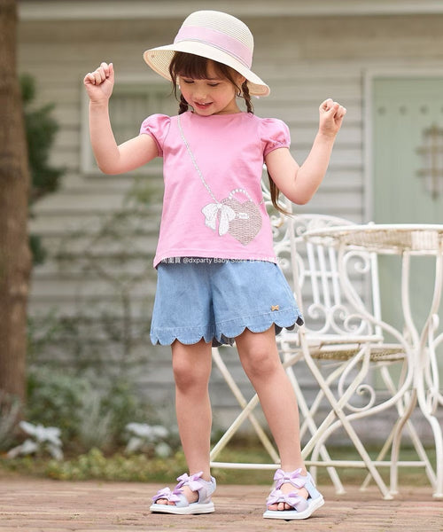 日本童裝 aF#a325 印花短袖上衣 90-160cm 女童款 夏季 TOPS