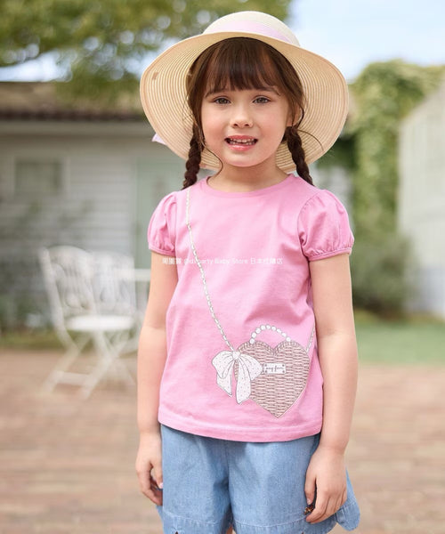 日本童裝 aF#a325 印花短袖上衣 90-160cm 女童款 夏季 TOPS