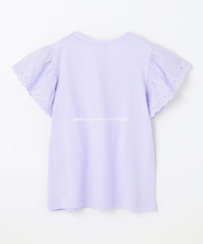 Japanese children's clothing aF#a325 lace sleeve cake print short-sleeved top 90-160cm girls summer TOPS 